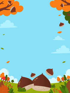 秋天大丰收橡果树上结满果实插画