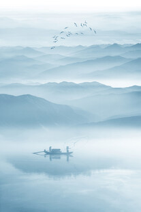 竖式水墨山水画