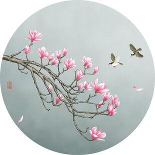 新中式花鸟玉兰