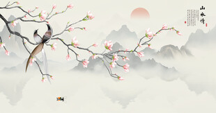 新中式兰花背景墙