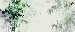 新中式灯箱水墨竹子