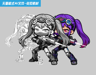 卡通人物角色科幻女孩