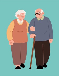 携手漫步的老年夫妇