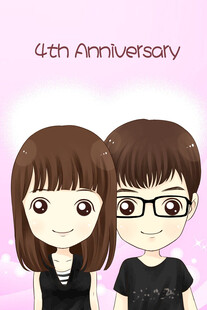 4周年纪念卡通情侣形象精细Q版
