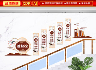 五育并举学校楼梯文化墙