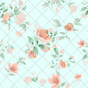 清新花卉几何图案背景