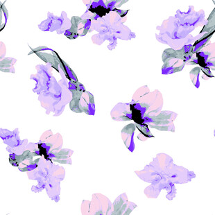 紫色花卉水彩无缝图案