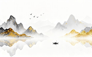 新中式水墨山水画