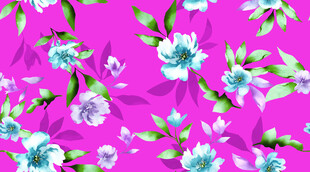 粉色底蓝白花卉图案