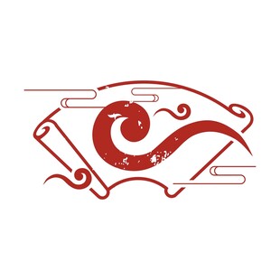  矢量中国风中式云纹凤凰扇形边