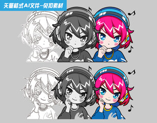 卡通动漫女孩插画印花