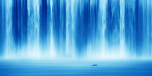 高山流水瀑布山水图