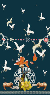 汉服中秋佳节飞鸟伴月场景