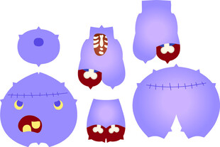 卡通怪物部件拆分图