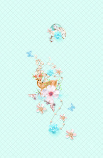 梦幻花卉飞鸟图案背景