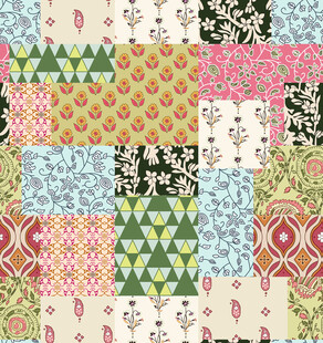 多彩拼布图案设计素材