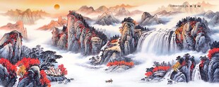 流水生财山水画