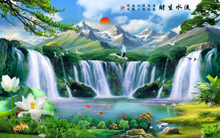 瀑布风景画