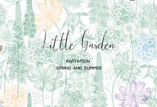 小花园水彩花卉插画背景