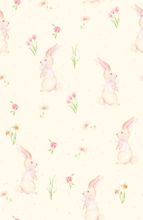 粉色兔子花卉图案背景