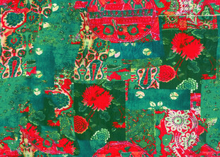 复古红绿花卉图案纹理