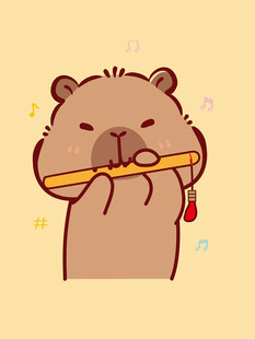 吹笛子的可爱卡通小松鼠