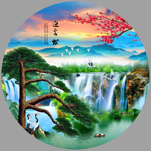圆形山水画