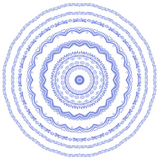 圆形蓝色青花瓷器纹理