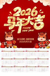 2026马年日历贺岁图