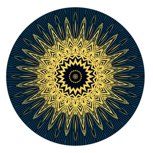 圆形圆形蓝金花纹