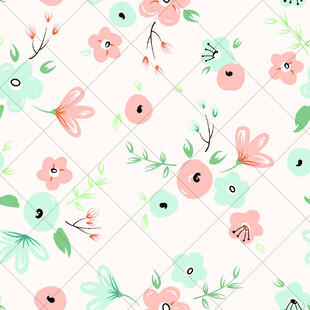 清新花卉无缝图案背景