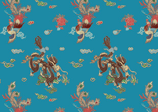龙凤蓝底纹理