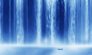 高山流水瀑布山水图