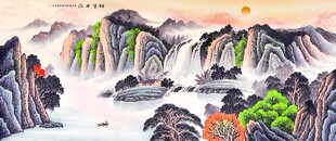 中式山水国画风景图