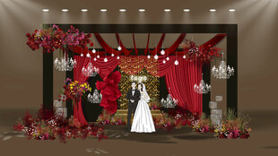 浪漫红色系婚礼场景布置
