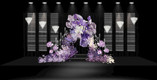 紫色花卉舞台装饰布置