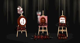 复古风画架上的装饰摆件