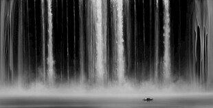 高山流水瀑布山水图