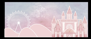 蓝粉城堡梦幻水彩婚礼