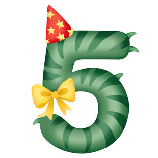 恐龙派对生日数字5倒计时插画