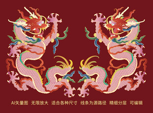 双龙戏珠龙纹中国龙金龙升龙包装