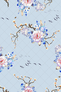 浅蓝色花卉图案纹理背景