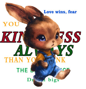 可爱小兔插画励志文字相伴