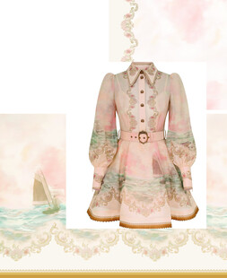 复古宫廷风粉色花边连衣裙