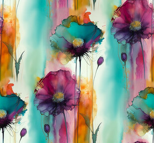 水彩花卉无缝图案背景