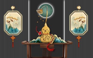 中式古典新中式背景墙 