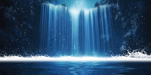 梦幻蓝色瀑布夜景