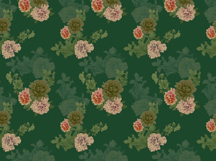 深绿底复古花卉图案