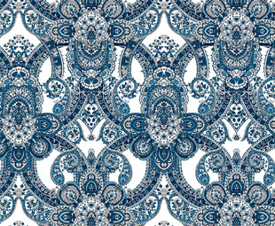 蓝白中式传统花纹腰果花图案