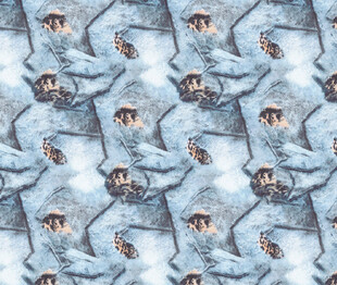 雪地中密集的企鹅图案扎染